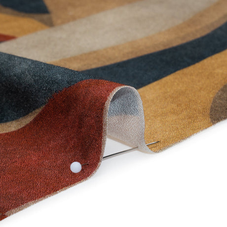 Viscose Crepe - Beige, Red and Blue Abstract Shapes - Mood Exclusive Drifting Intentions Print