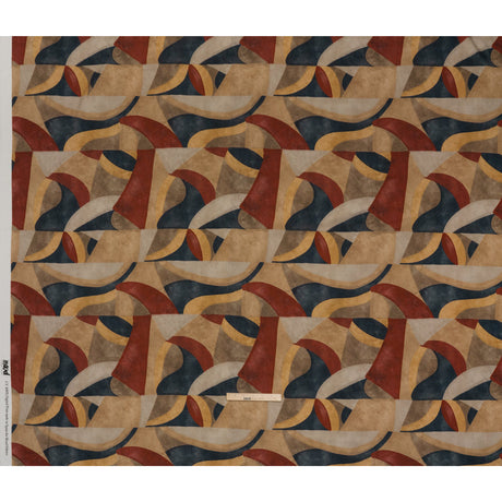 Viscose Crepe - Beige, Red and Blue Abstract Shapes - Mood Exclusive Drifting Intentions Print