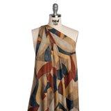 Viscose Crepe - Beige, Red and Blue Abstract Shapes - Mood Exclusive Drifting Intentions Print