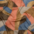 Viscose Crepe - Tan, Rose Coral and Muted Blue Abstract Shapes - Mood Exclusive Drifting Intentions Print