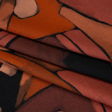 Viscose Crepe - Burgundy, Orange and Peach Abstract Blocks - Mood Exclusive Tumbling Blocks Print