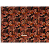 Viscose Crepe - Burgundy, Orange and Peach Abstract Blocks - Mood Exclusive Tumbling Blocks Print