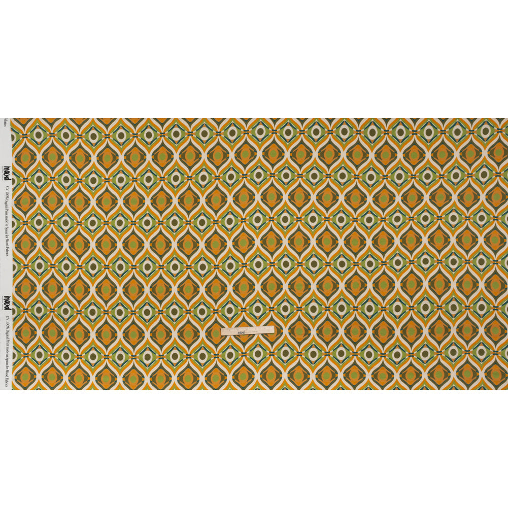 Viscose Crepe - Orange, Lime Green and Dark Blue Eye-Like Ogees - Mood Exclusive Eye Spy Print