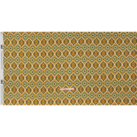 Viscose Crepe - Orange, Lime Green and Dark Blue Eye-Like Ogees - Mood Exclusive Eye Spy Print