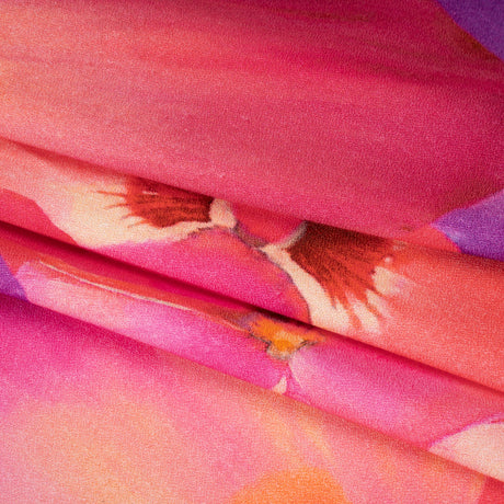 Viscose Crepe - Pink, Coral and Purple Watercolor Flowers - Mood Exclusive Orchid Around Print