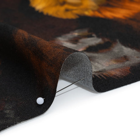 Viscose Crepe - Black, Dark Brown and Golden Yellow Feathers - Mood Exclusive Flight of Fire Print