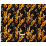 Viscose Crepe - Black, Dark Brown and Golden Yellow Feathers - Mood Exclusive Flight of Fire Print