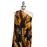 Viscose Crepe - Black, Dark Brown and Golden Yellow Feathers - Mood Exclusive Flight of Fire Print