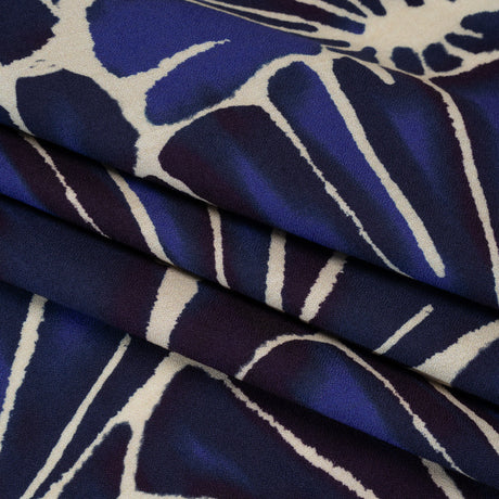 Viscose Crepe - Blue, Purple and Cream Floral Blocks - Mood Exclusive Pixel Petals Print