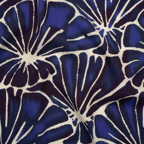 Viscose Crepe - Blue, Purple and Cream Floral Blocks - Mood Exclusive Pixel Petals Print