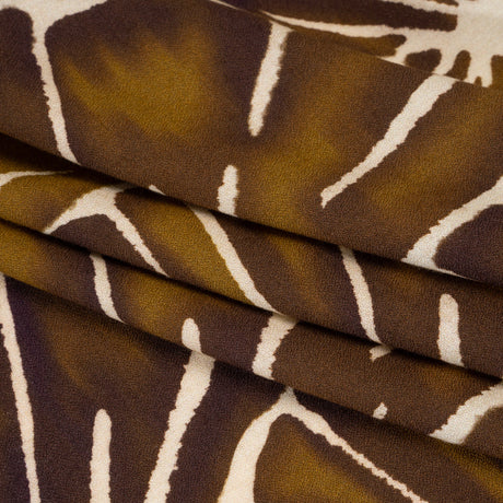 Viscose Crepe - Brown, Tan and Cream Floral Blocks - Mood Exclusive Pixel Petals Print
