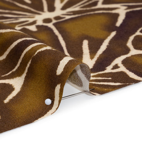 Viscose Crepe - Brown, Tan and Cream Floral Blocks - Mood Exclusive Pixel Petals Print