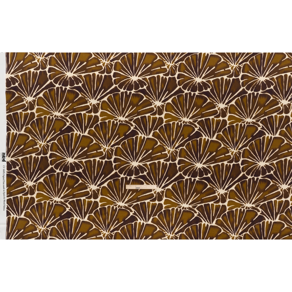 Viscose Crepe - Brown, Tan and Cream Floral Blocks - Mood Exclusive Pixel Petals Print