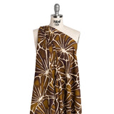 Viscose Crepe - Brown, Tan and Cream Floral Blocks - Mood Exclusive Pixel Petals Print