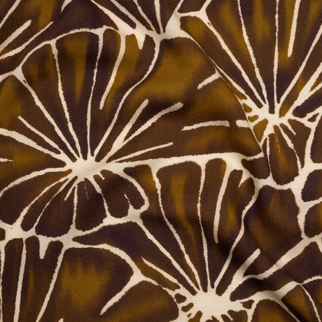 Viscose Crepe - Brown, Tan and Cream Floral Blocks - Mood Exclusive Pixel Petals Print