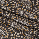 Viscose Crepe - Charcoal, Golden Yellow and White Anthemion Paisley - Mood Exclusive Gilded Garland Print