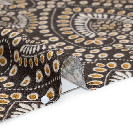 Viscose Crepe - Charcoal, Golden Yellow and White Anthemion Paisley - Mood Exclusive Gilded Garland Print