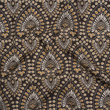 Viscose Crepe - Charcoal, Golden Yellow and White Anthemion Paisley - Mood Exclusive Gilded Garland Print