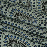 Viscose Crepe - Aqua, Blue and Black Anthemion Paisley - Mood Exclusive Gilded Garland Print