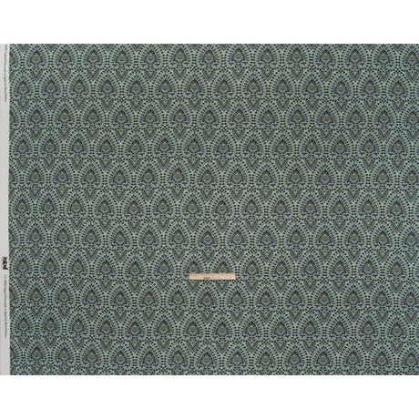 Viscose Crepe - Aqua, Blue and Black Anthemion Paisley - Mood Exclusive Gilded Garland Print