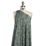 Viscose Crepe - Aqua, Blue and Black Anthemion Paisley - Mood Exclusive Gilded Garland Print