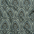 Viscose Crepe - Aqua, Blue and Black Anthemion Paisley - Mood Exclusive Gilded Garland Print