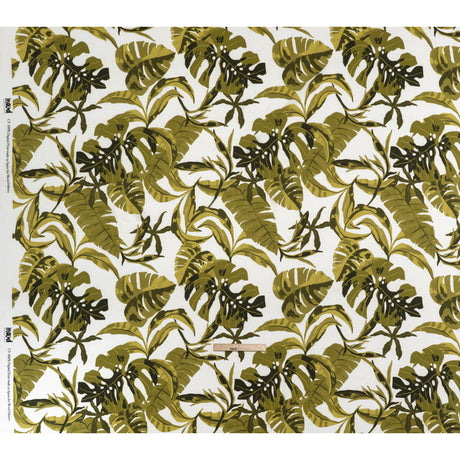 Rayon Challis - Green and White Tropical Leaves - Mood Exclusive Paradise Rhapsody Print