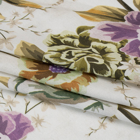 Rayon Challis - White, Soft Green and Muted Pink Floral - Mood Exclusive Rosewood Reverie Print