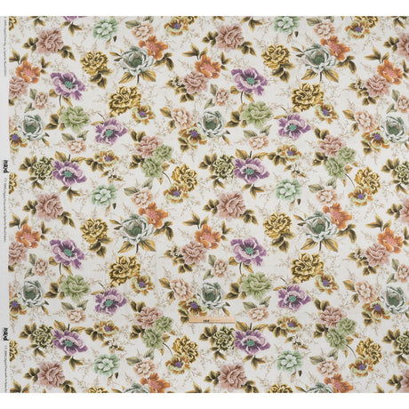 Rayon Challis - White, Soft Green and Muted Pink Floral - Mood Exclusive Rosewood Reverie Print