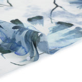 Rayon Challis - Dark Blue and Hunter Green Watercolor Leaves - Mood Exclusive Whispering Waterfall Print
