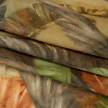 Cotton Crepe - Green and Orange Palm Leaves - Mood Exclusive Frond Fantasy Print