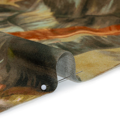 Cotton Crepe - Green and Orange Palm Leaves - Mood Exclusive Frond Fantasy Print
