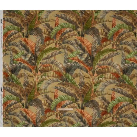 Cotton Crepe - Green and Orange Palm Leaves - Mood Exclusive Frond Fantasy Print