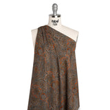 Cotton Crepe - Dark Orange, Blue and Brown Paisley - Mood Exclusive Filigree Flow Print
