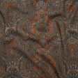Cotton Crepe - Dark Orange, Blue and Brown Paisley - Mood Exclusive Filigree Flow Print