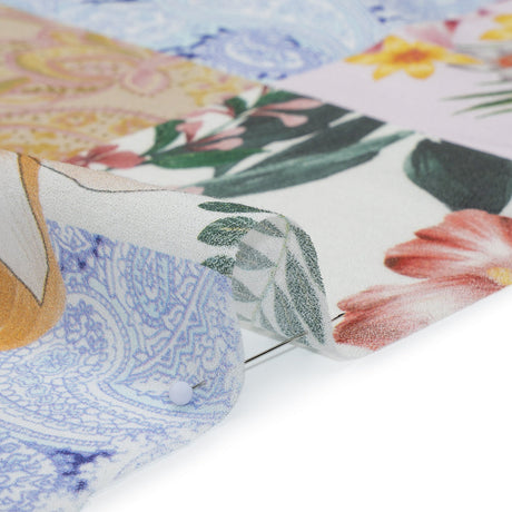 Cotton Crepe - Pink, Yellow and Blue Floral and Paisley Patchwork - Mood Exclusive Tropical Tapestry Print