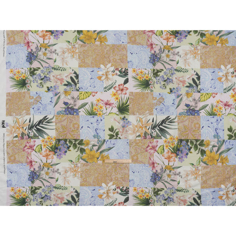 Cotton Crepe - Pink, Yellow and Blue Floral and Paisley Patchwork - Mood Exclusive Tropical Tapestry Print