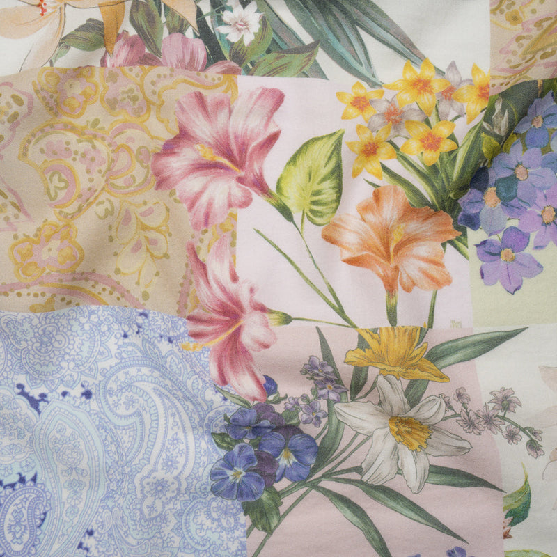 Cotton Crepe - Pink, Yellow and Blue Floral and Paisley Patchwork - Mood Exclusive Tropical Tapestry Print
