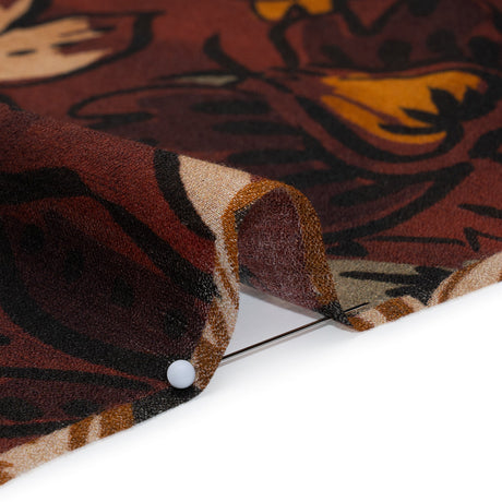 Cotton Crepe - Burgundy, Burnt Orange and Beige Floral Patchwork - Mood Exclusive Bordeaux Blossoms Print