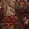 Cotton Crepe - Burgundy, Burnt Orange and Beige Floral Patchwork - Mood Exclusive Bordeaux Blossoms Print