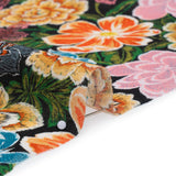 Cotton Crepe - Orange, Pink and Blue Textured Flowers - Mood Exclusive Curiouser and Curiouser Print