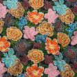 Cotton Crepe - Orange, Pink and Blue Textured Flowers - Mood Exclusive Curiouser and Curiouser Print
