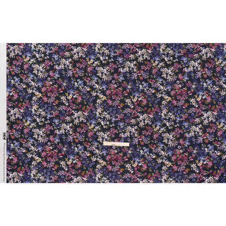 Cotton Crepe - Navy, Magenta and Indigo Little Watercolor Flowers - Mood Exclusive Sonnet for Summer Print