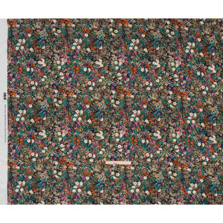 Cotton Crepe - Navy, Teal and Red-Orange Florals - Mood Exclusive Wildflower Riot Print