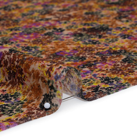 Cotton Crepe - Brown, Purple and Yellow Little Flowers - Mood Exclusive Crocus Confetti Print