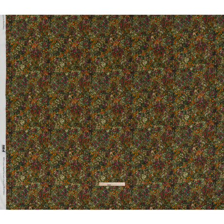 Cotton Crepe - Green, Orange and Berry Purple Floral - Mood Exclusive Mossy Meadow Print