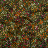 Cotton Crepe - Green, Orange and Berry Purple Floral - Mood Exclusive Mossy Meadow Print