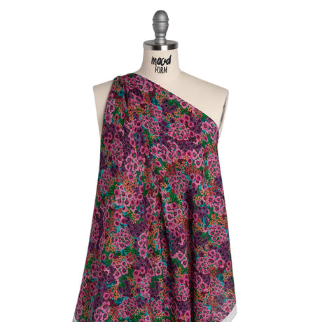 Cotton Crepe - Pink, Purple and Green Popping Flowers - Mood Exclusive Poppy Parade Print