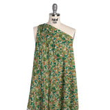 Cotton Crepe - Green, Orange and Cream Little Flowers - Mood Exclusive Greenhouse Garden Print