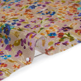 Cotton Crepe - Taupe and Rainbow Painted Flowers - Mood Exclusive Prismatic Petals Print